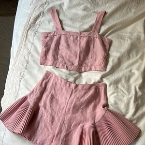 Flannel Australia ramie top and bottom set pink